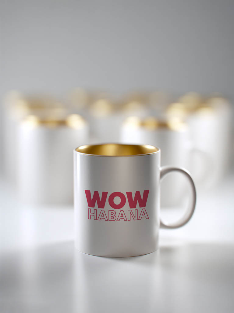 Taza premium con interior oro y plata personalizado